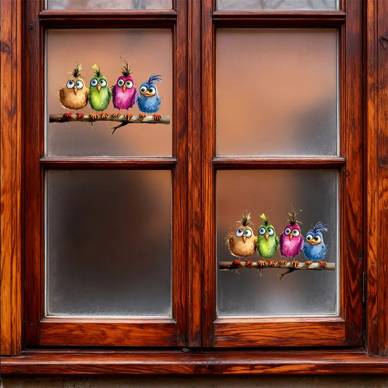 Funny Cartoon Bird Window Stickers | Self-Adhesive PVC Home Decals