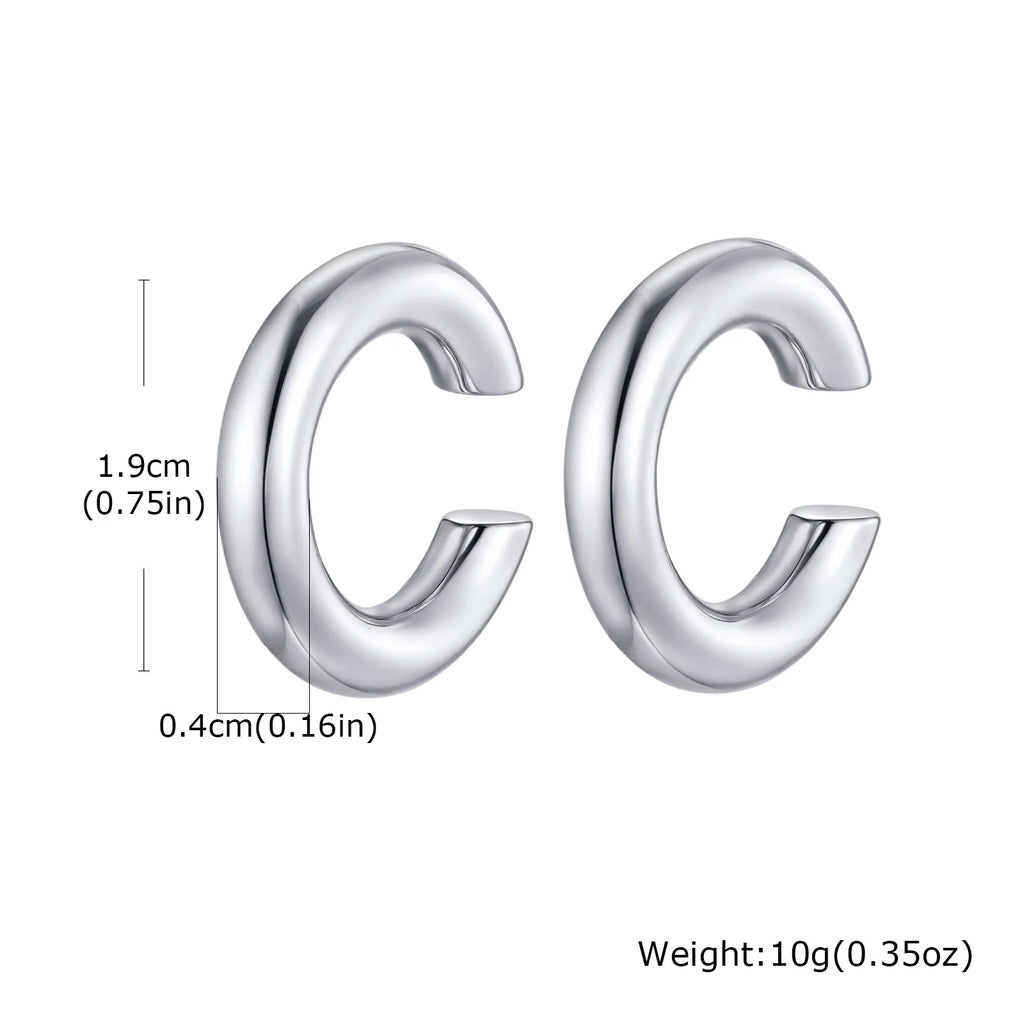 Stainless Steel C-Shaped Ear Clip | Punk Fake Piercing Ear Cuff for Women