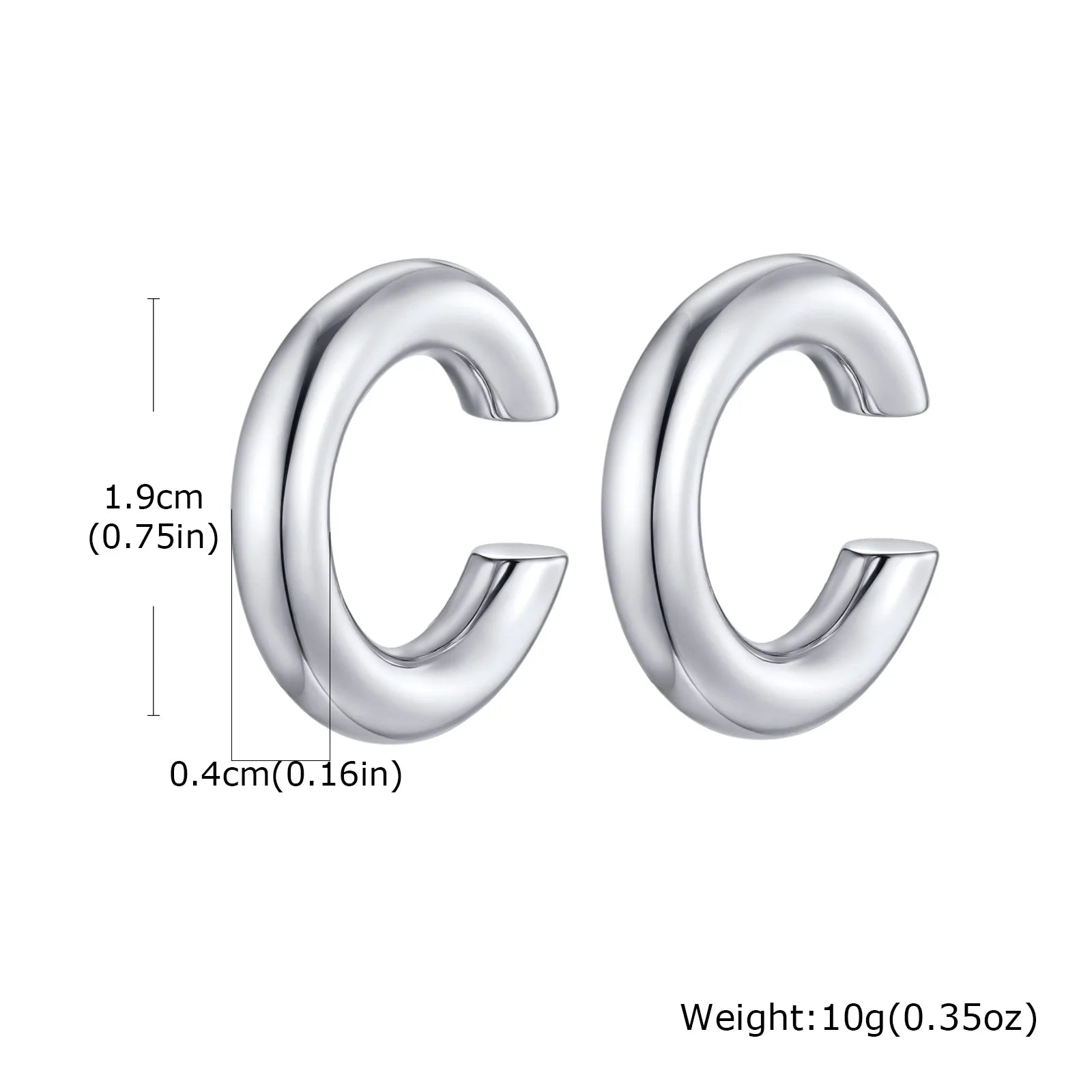 Stainless Steel C-Shaped Ear Clip | Punk Fake Piercing Ear Cuff for Women