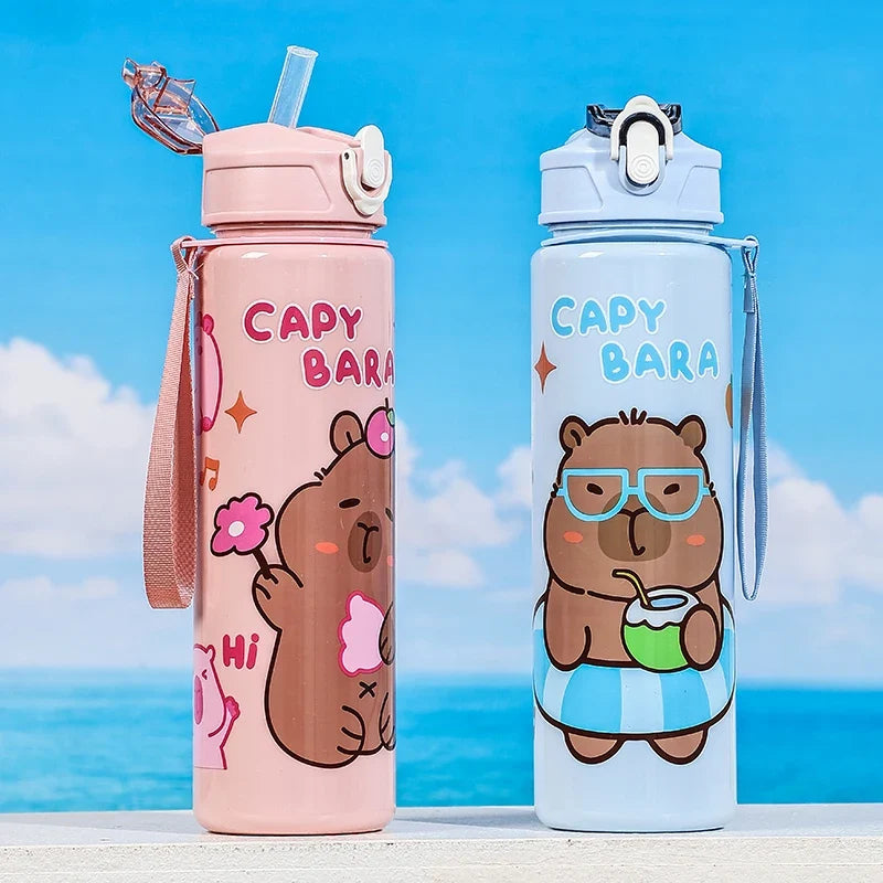 Large-Capacity Capybara Straw Cup | Cute Portable Sports Water Bottle for Outdoor Activities