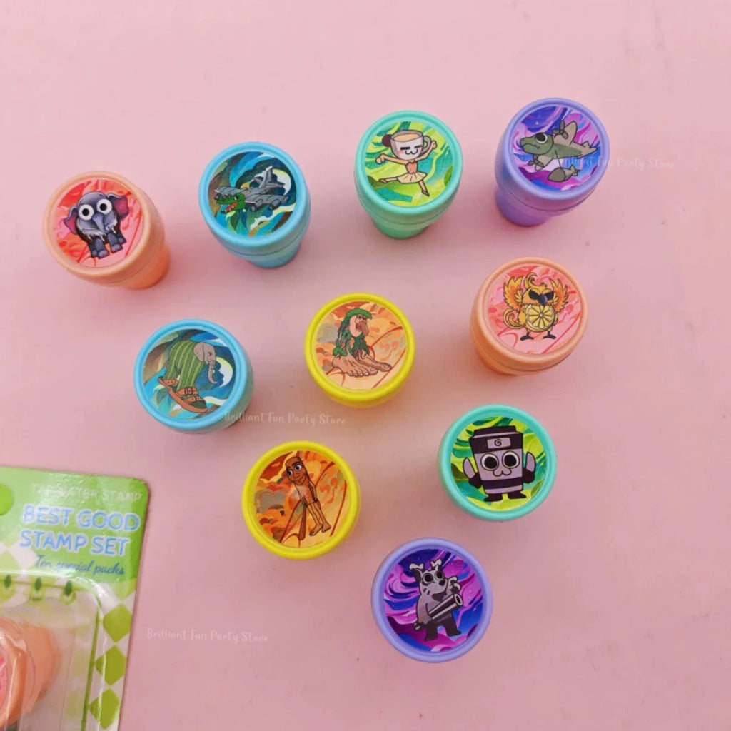 10Pcs Cartoon Animal Stamps | Party Favors and Classroom Rewards