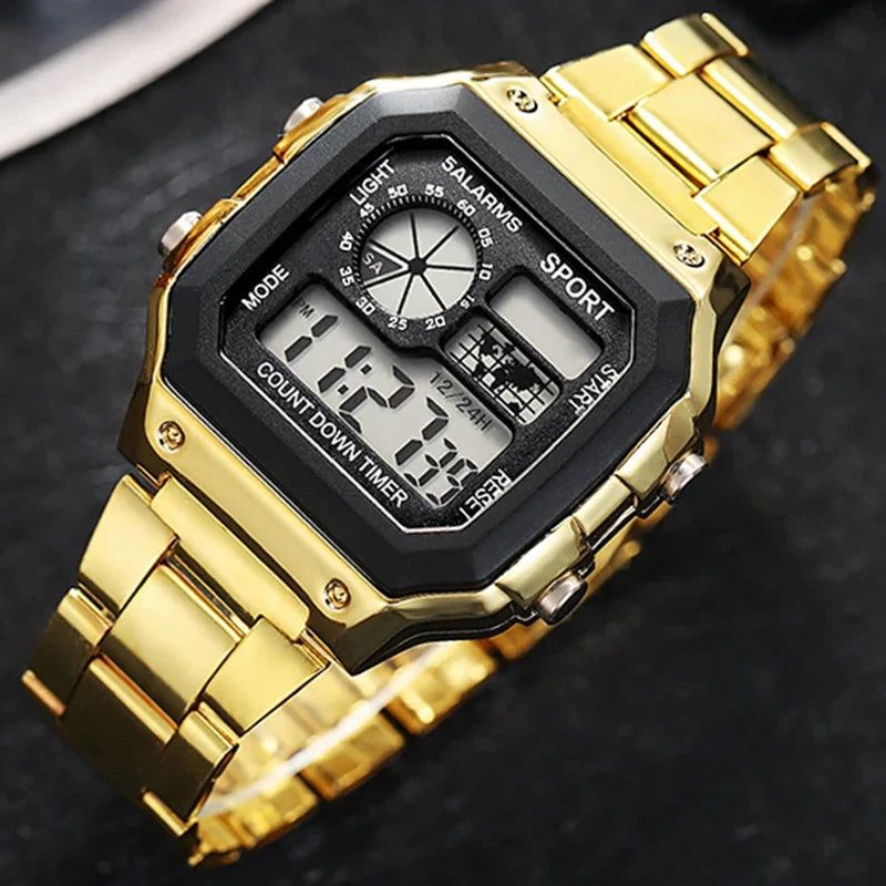 MAYZHISU Classic Men's Digital Watch | Luxury Stainless Steel Sport Watch