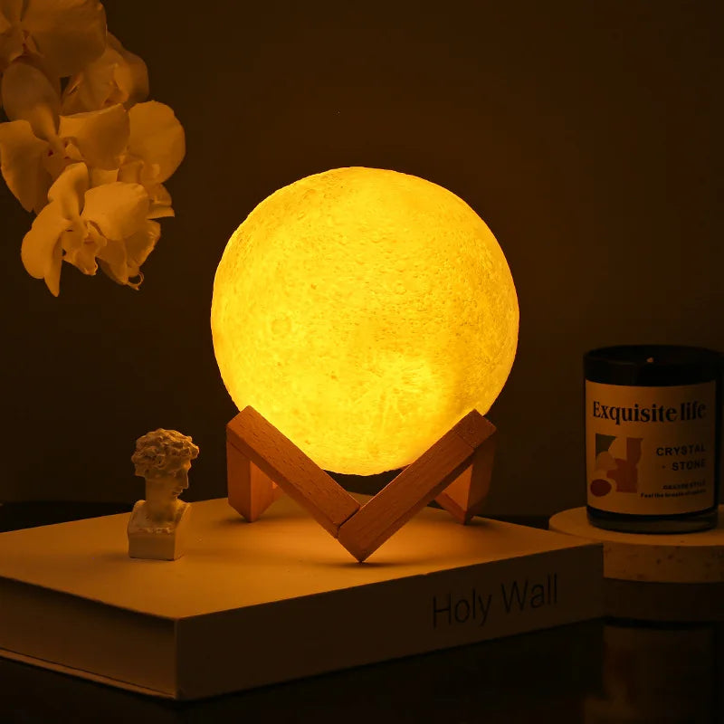 Moon Night Light | 3D LED Bedside Lamp for Kids Room and Home Decor