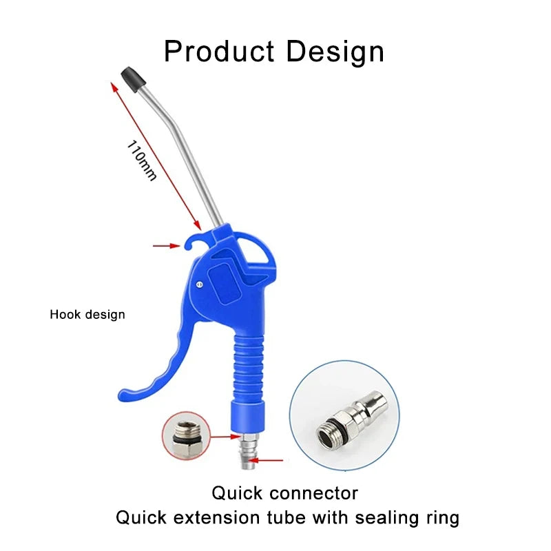 Air Blow Gun | High Flow Compressed Air Blower with Angled Bent Nozzle