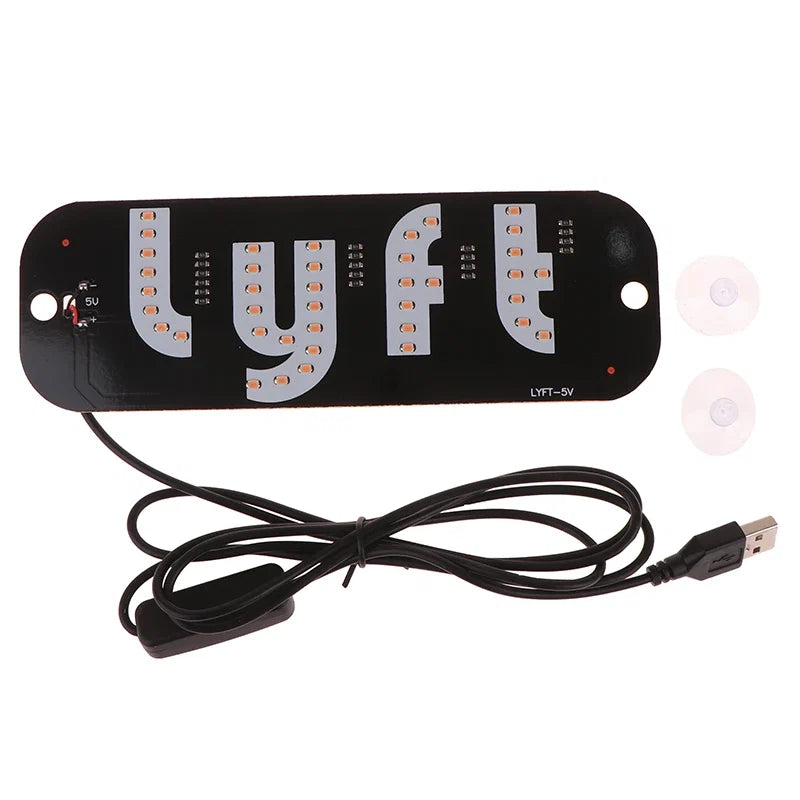 LED Taxi Signal Light for Lyft Logo | USB Cab Panel Indicator with Suction Cups