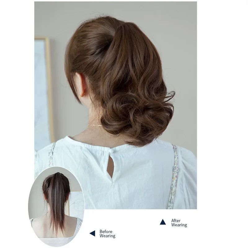 10Inch Short Wavy Curly Ponytail Hair Extension | Clip-in Claw Clip Hairpiece for Women