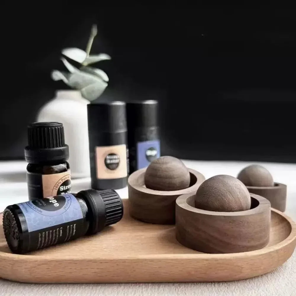 Solid Wood Essential Oil Diffuser Sphere | Natural Aromatherapy Accessory