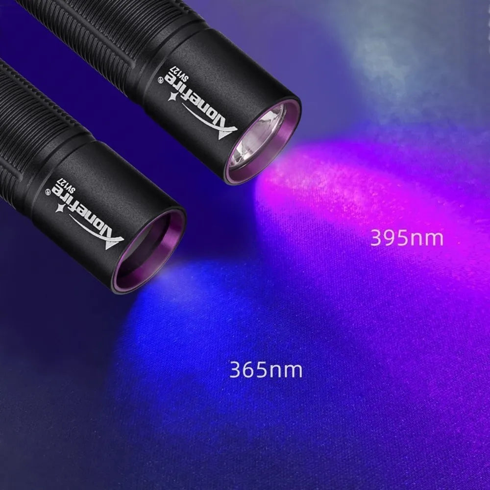 Mini 365nm/395nm UV Flashlight | USB Rechargeable Blacklight for Pet Urine Detection and Money Verification