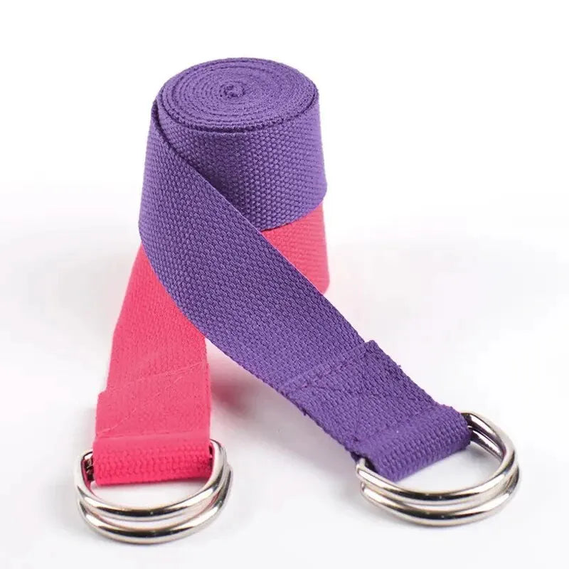 Cotton Yoga Strap | Adjustable D Ring Buckle Belt for Pilates and Dance