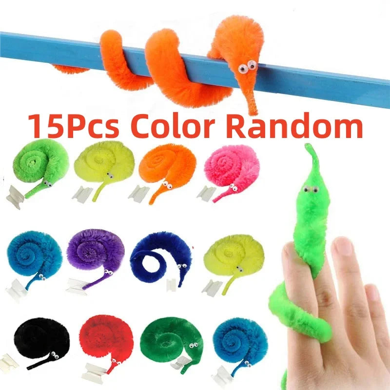 15-Piece Fuzzy Worm Magic Caterpillar Toy Set | Funny Prank Gifts for Kids