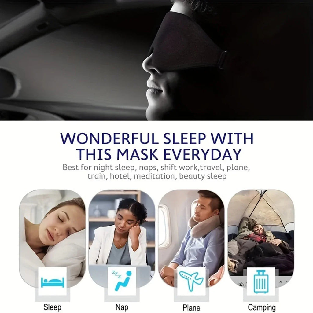 3D Contoured Sleep Mask | Light Blocking Eye Cover for Men and Women