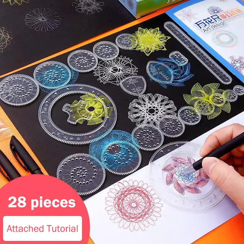 22-Piece Geometric Drawing Tool Set | Math Spirograph Ruler for Creative Art Projects