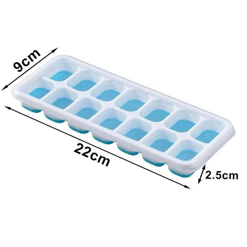 14 Grid Square Ice Cube Tray with Lid | Silicone Mold for Easy Release