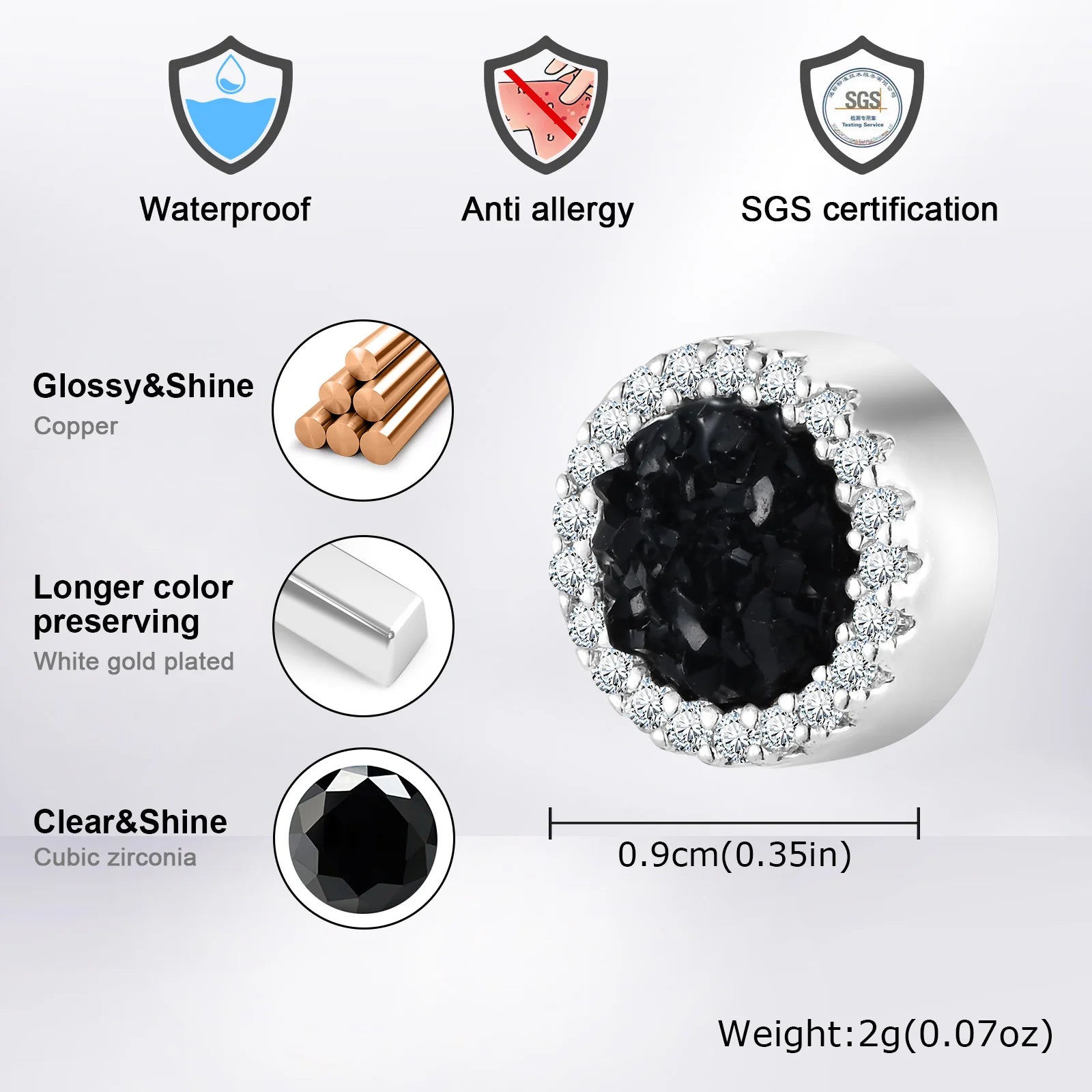 Vnox Magnetic Clip Earrings Non Piercing | Hip Hop Zircon Studs for Men Women Silver Party Gifts