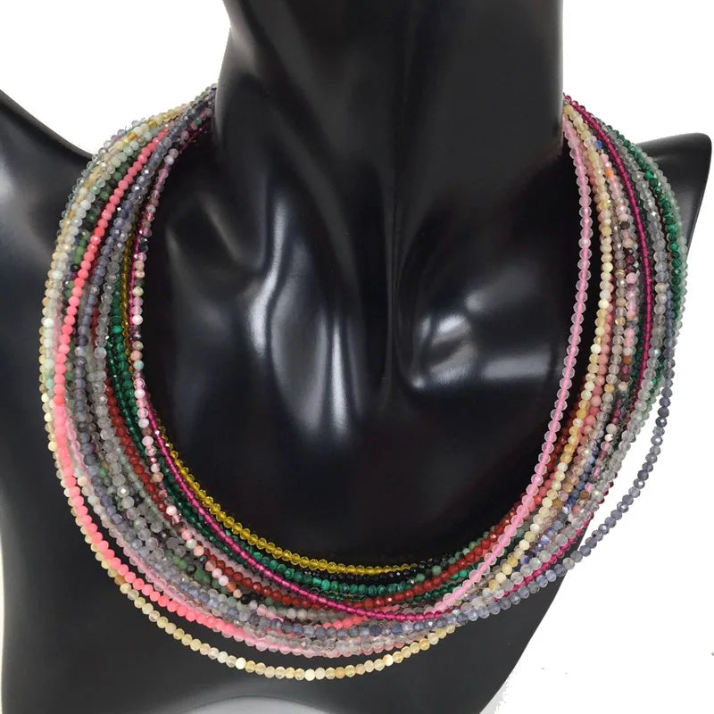 Faceted Gemstone Bead Choker Necklace and Bracelet Set | Natural Stone Jewelry for Men and Women