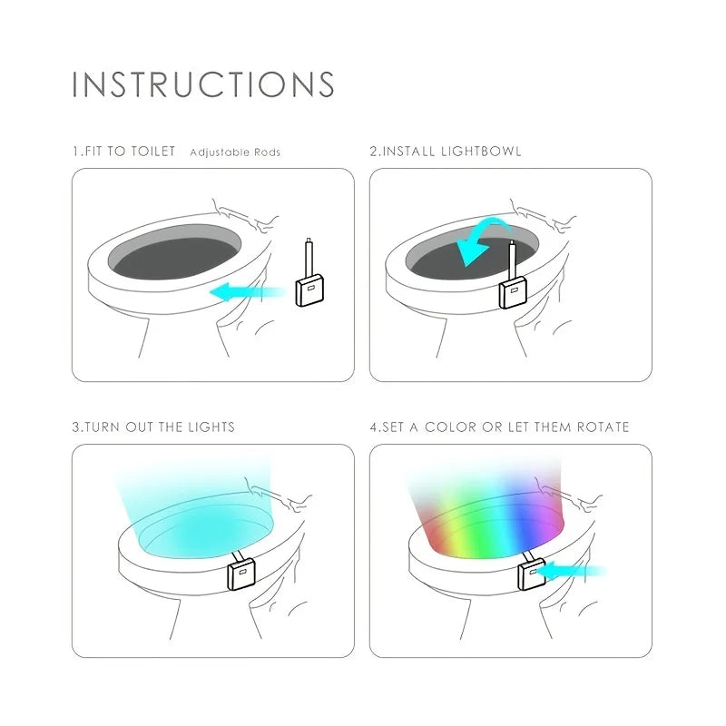 Toilet Motion Sensor Light | 8 Color Changing PIR LED Night Light for Bathroom