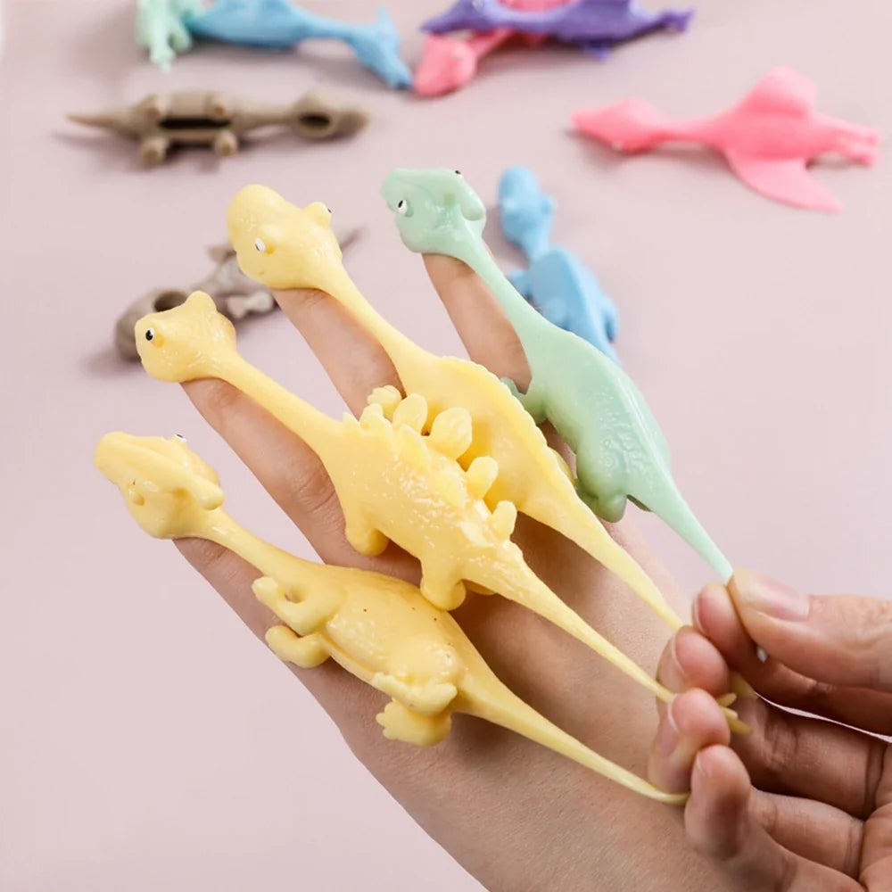 Sticky Squishy Rubber Flying Dinosaur Stress Relief Toys | 10-Pack Party Favors