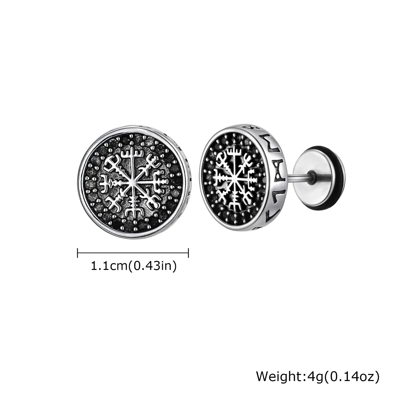 Vintage Men's Compass Stud Earrings | Stainless Steel Eight-Pointed Star Fashion Jewelry