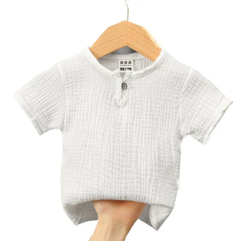 Kids Cotton Linen Long Sleeve T-Shirt | Soft Casual Top for Babies and Toddlers