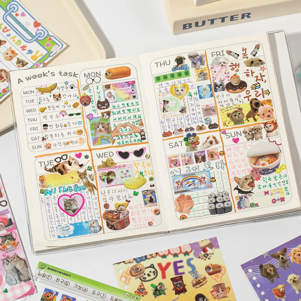 Cute Pets Sticker Book 30 Sheets | Scrapbooking DIY Collage Material