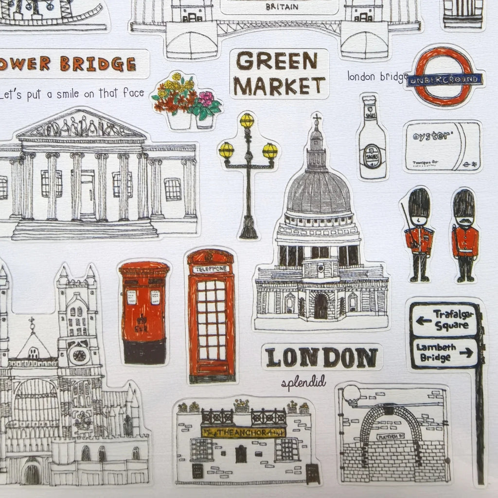 London Travel Sticker Set | PVC Scrapbook Decoration Kit