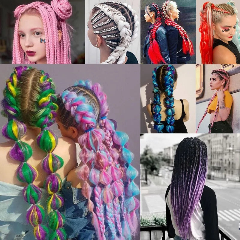 Synthetic Jumbo Braids Hair 24Inch | Ombre Braiding Hair Extensions for Crochet Box Braid Blue Purple