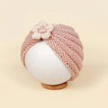 Baby Crochet Turban Hat with Flower Decor | Winter Warm Knit Headwrap for Infant Girls