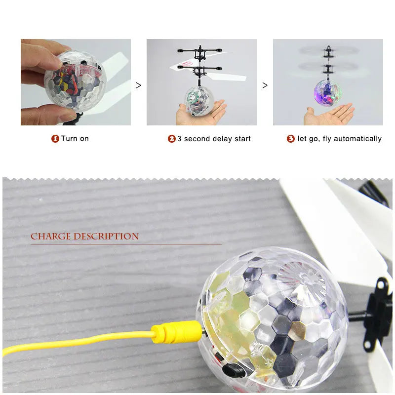Flying Ball Toy with LED Lights | Infrared Induction Floating Helicopter