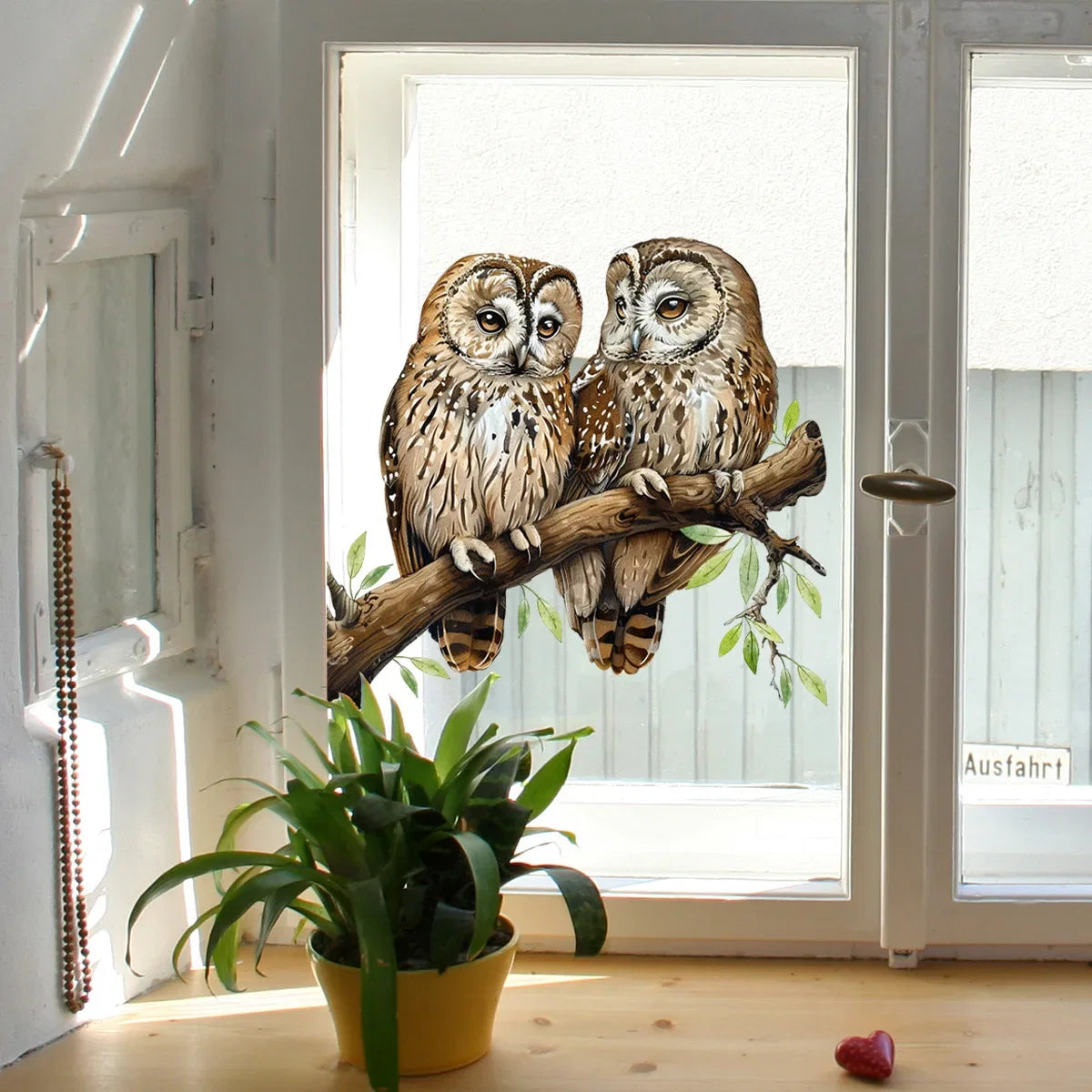 Owl Flower Branch Wall Stickers | Self-Adhesive Animal Wall Decals for Living Room