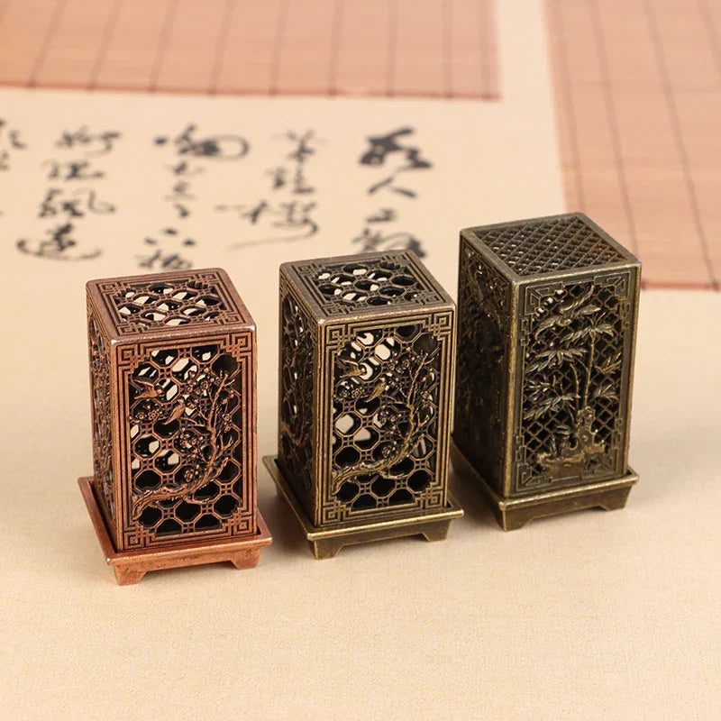 Square Vertical Incense Burner | Small Xiangyun Alloy Holder for Indoor Aromatherapy