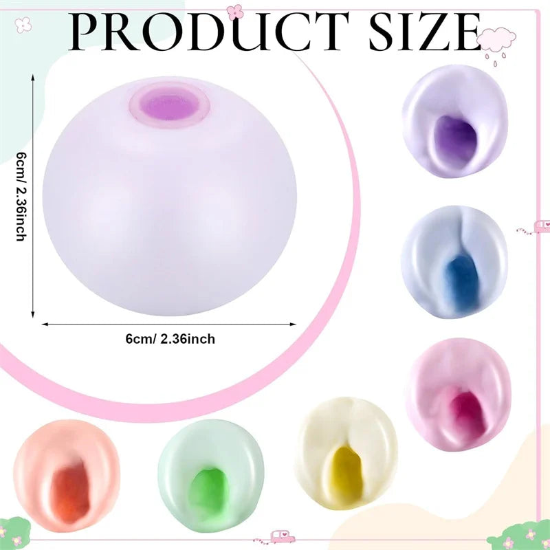 Squishy Stress Balls Rainbow Glutinous Ball Shapeable Vacuum Fidget Toy | Party Favors