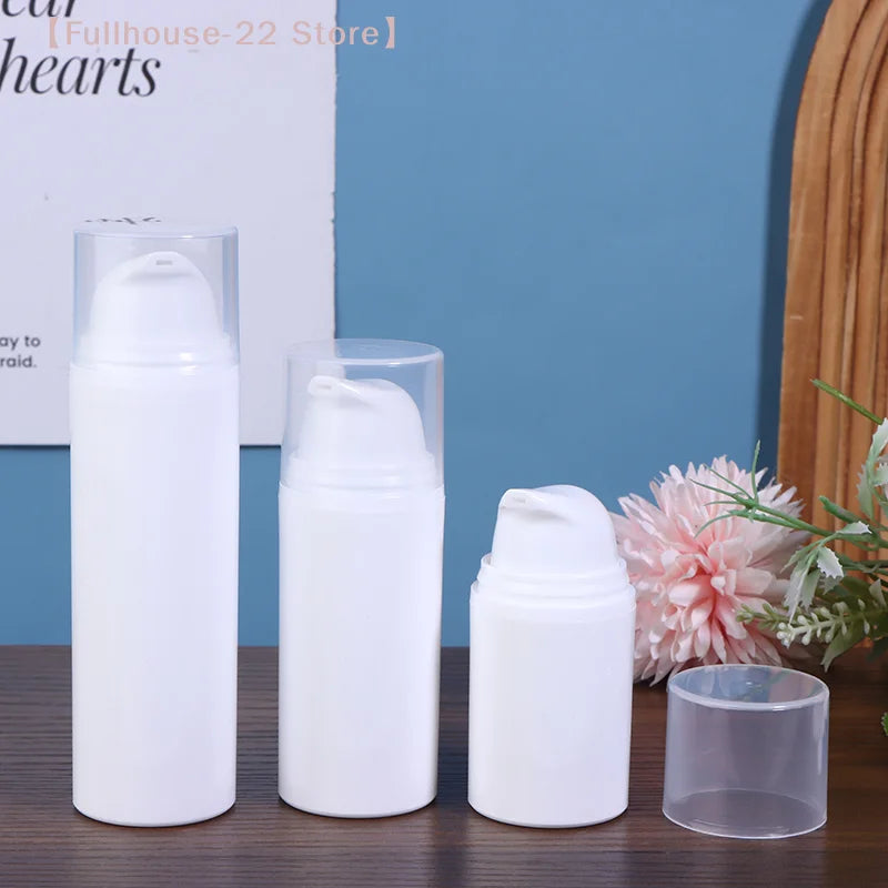 15ml 30ml 50ml Airless Pump Bottles | Refillable White Plastic Lotion Dispenser