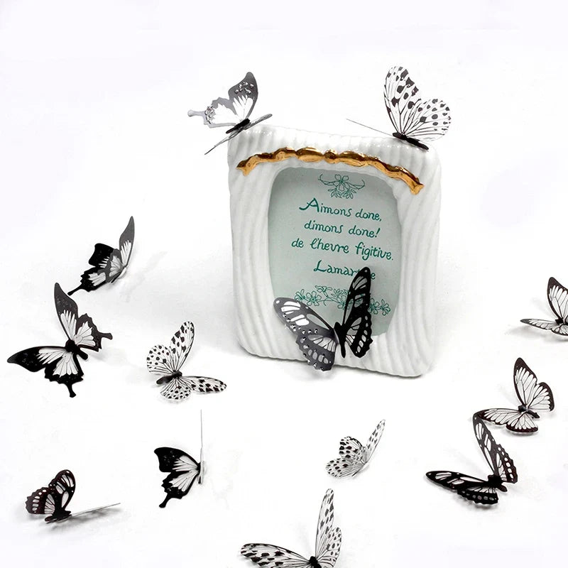 18pcs Black and White Butterfly Wall Stickers | Elegant PVC Decals for Home Decor