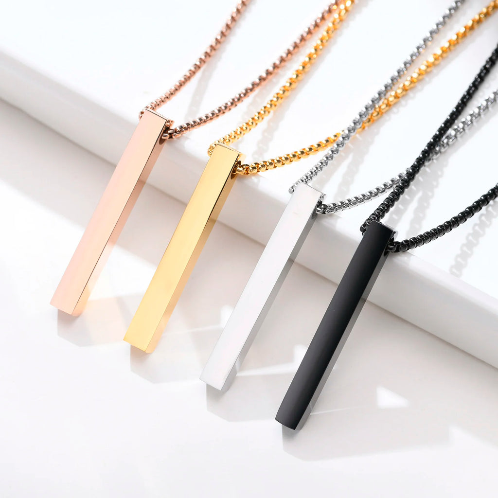 Vinox 5mm Pillar Necklace | Unisex Stainless Steel Geometric Pendant