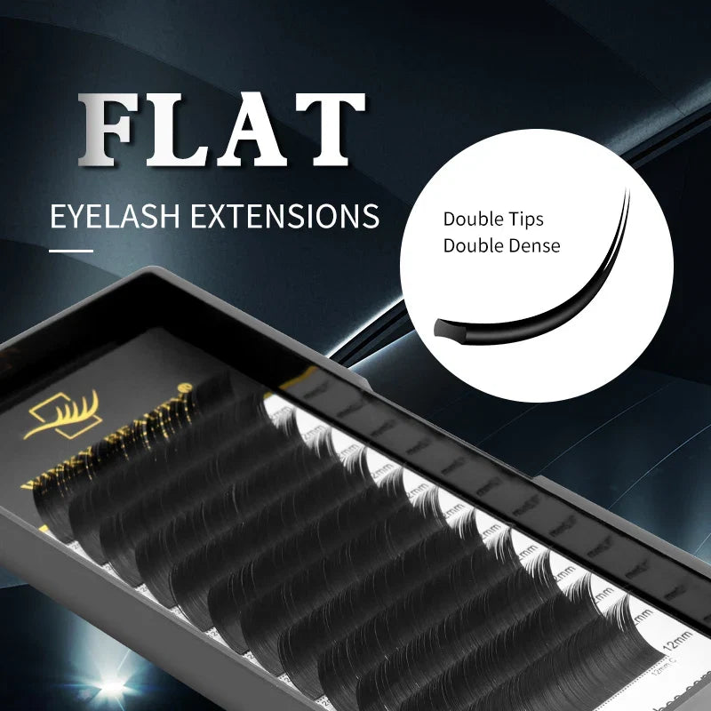 Flat Black Mink Lashes | Ellipse Split Tips Individual Eyelash Extensions