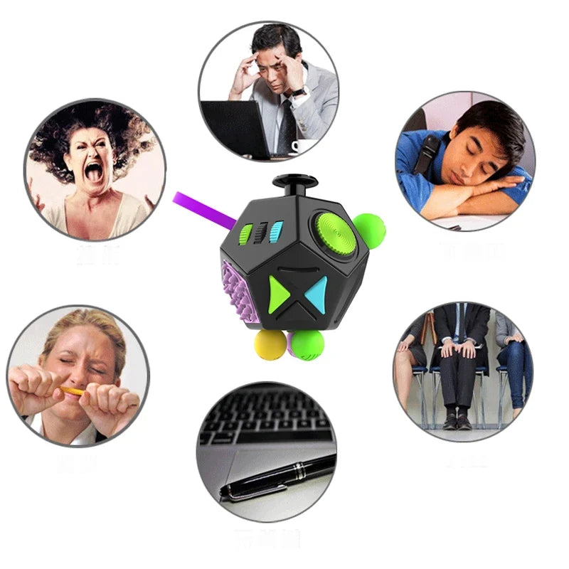6/12 Sides Rainbow Fidget Cube | Decompression Sensory Toy for Anxiety and ADHD