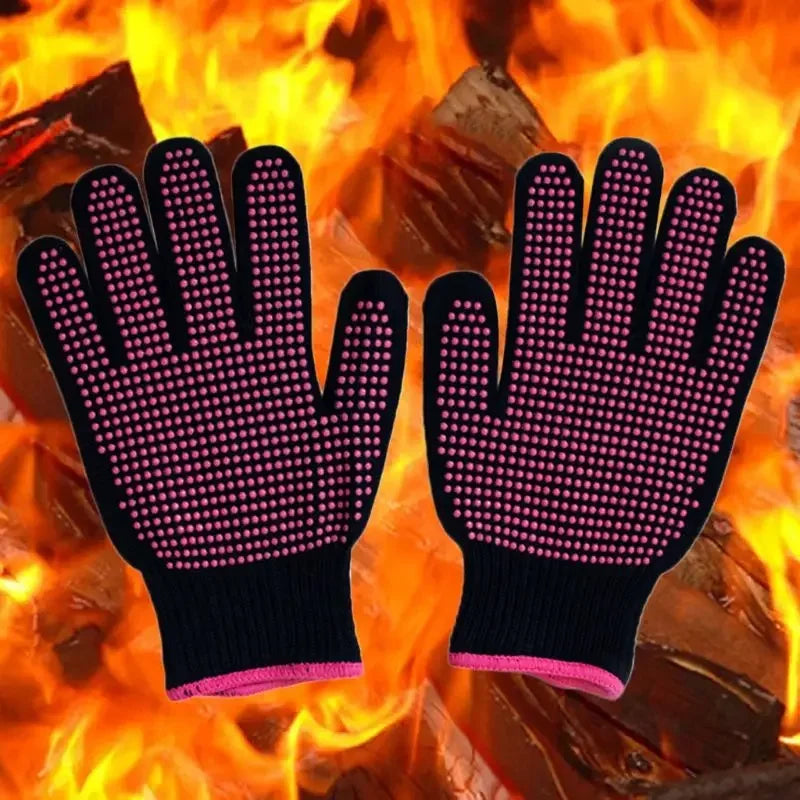 1 Pair Heat Resistant Oven Gloves | Cut Resistant Non Slip Silicone BBQ Gloves for Kitchen and Grill