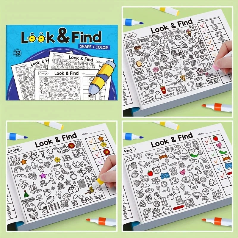 32 Pages Kids Drawing Notebook | Look & Find Shape Game for Fun Concentration & Attention Exercise