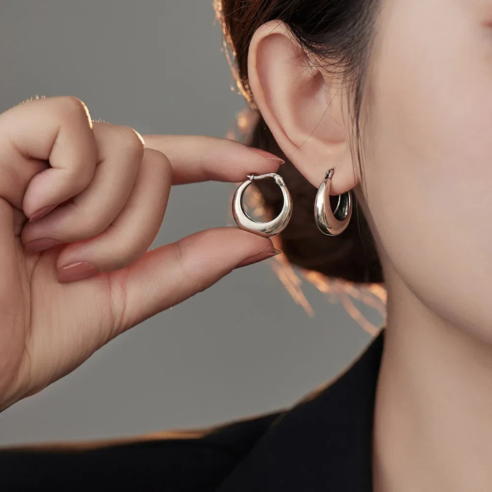 LiHong Real 925 Sterling Silver U Shape Hoop Earrings | Vintage Fine Jewelry for Women