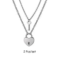 Romantic Key and Heart Couple Necklace Set | Stainless Steel Lock and Key Pendant for Lovers
