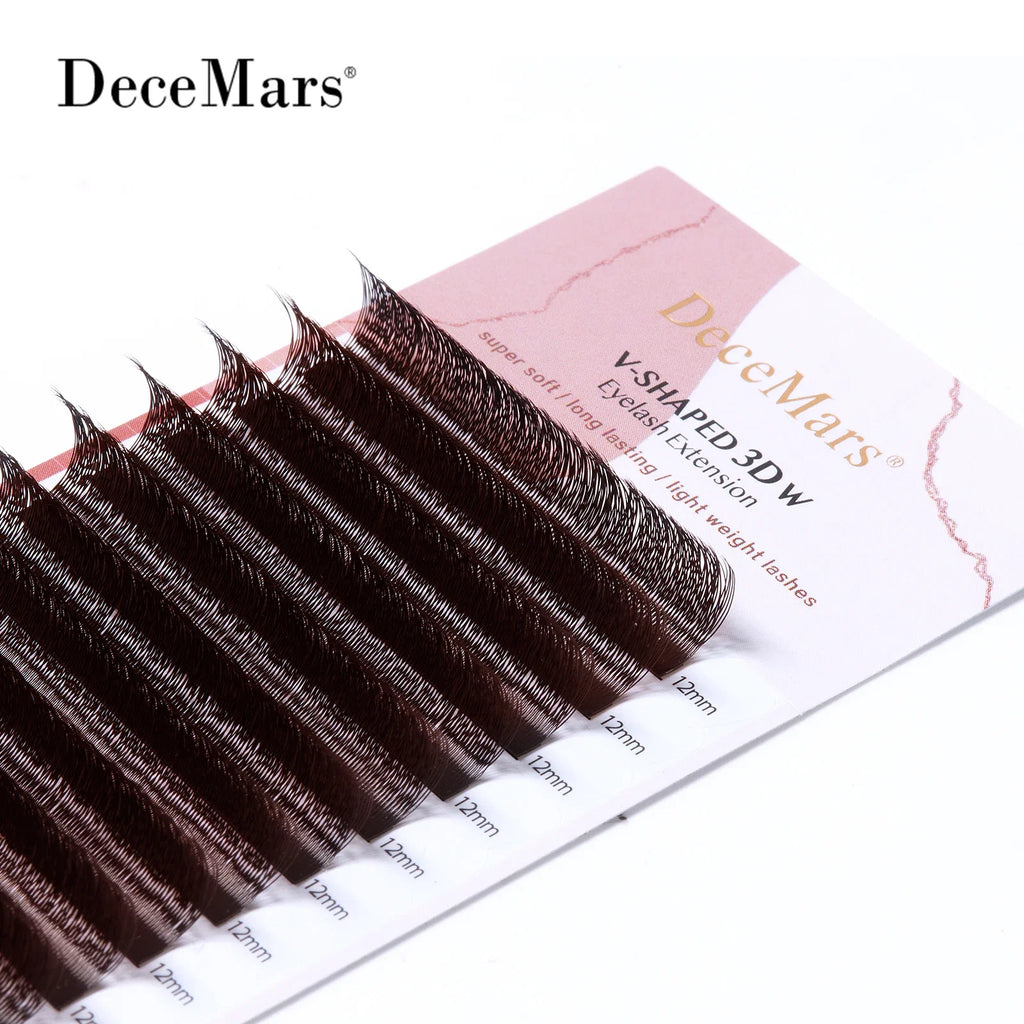 V-Shaped 3D Brown Eyelash Extensions | 12 Rows Professional Lash Tray