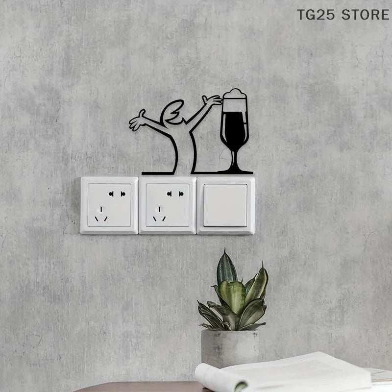 Line Figure Metal Poster for Living Room | Modern Switch Sticker Wall Art