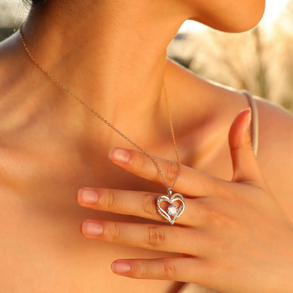 Vnox Heart Birthstone Necklace for Women | I Love You Jewelry Gift for Mom Wife Girlfriend