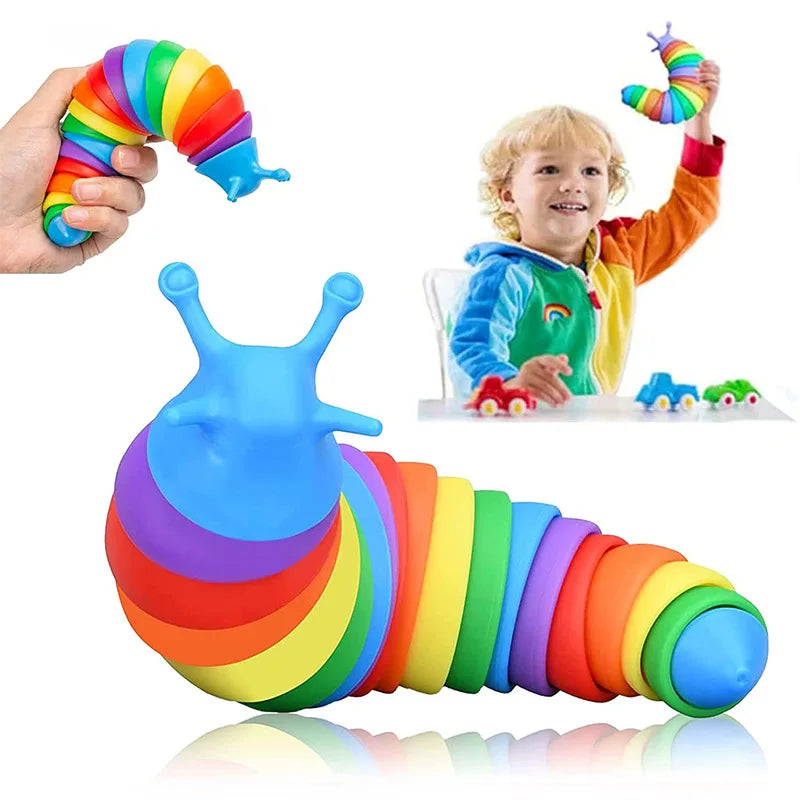 Colorful 3D Slug Fidget Toy | Articulated Sensory Stress Relief for All Ages