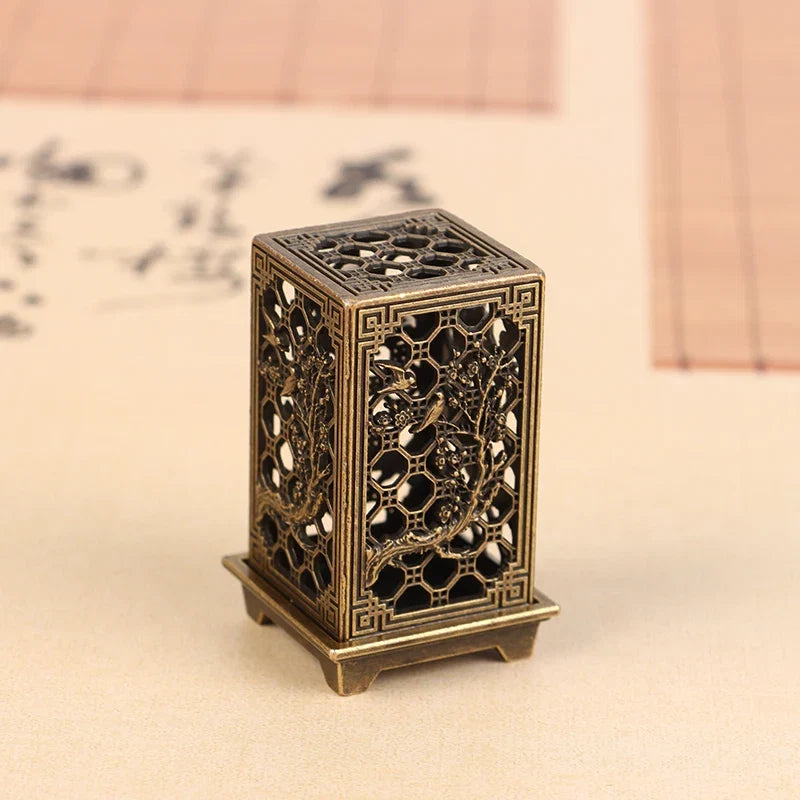 Square Vertical Incense Burner | Small Xiangyun Alloy Holder for Indoor Aromatherapy