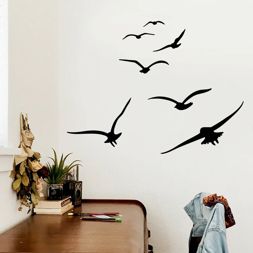 7Pcs Set of Seabirds Animal Wall Sticker Decal | Baby Nursery Playroom Bedroom Sea Ocean Bird Vinyl Bathroom Office