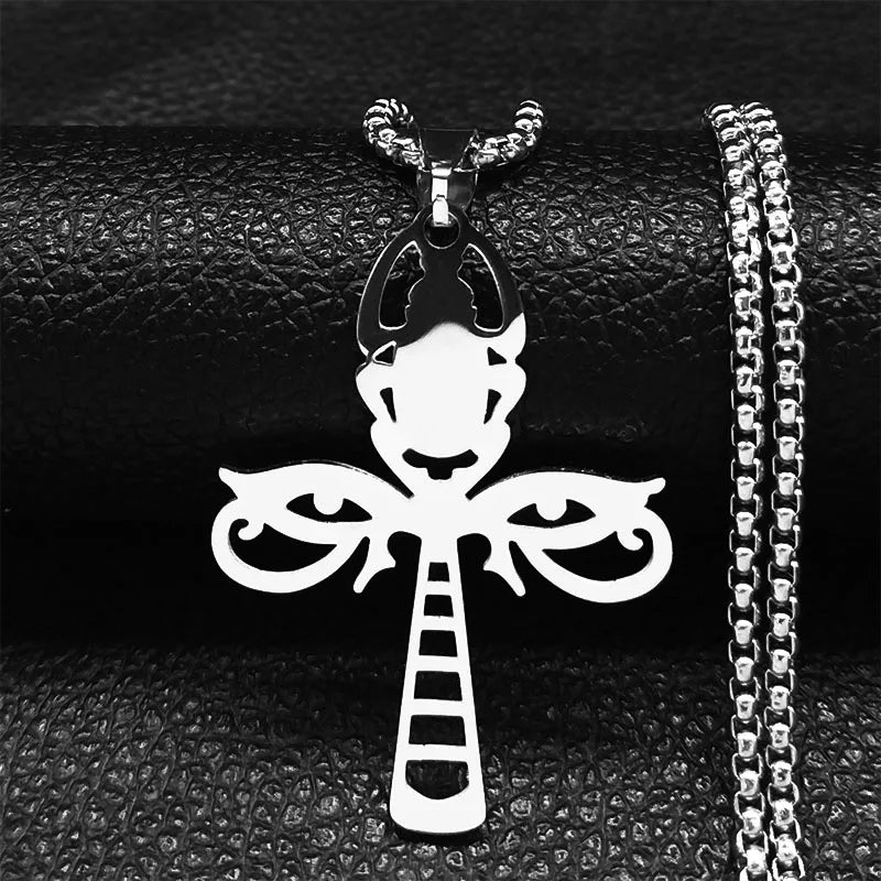 Stainless Steel Ankh Cross Pendant Necklace | Gothic Symbol of Life Jewelry
