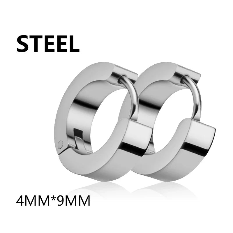 Stainless Steel Huggie Ear Circle Earrings | Punk Gothic Fashion Jewelry for Men Women