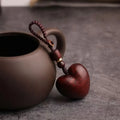 Creative Simple Rosewood Red Love Keychain | Hand-woven Solid Wood Phone Charm for Couples