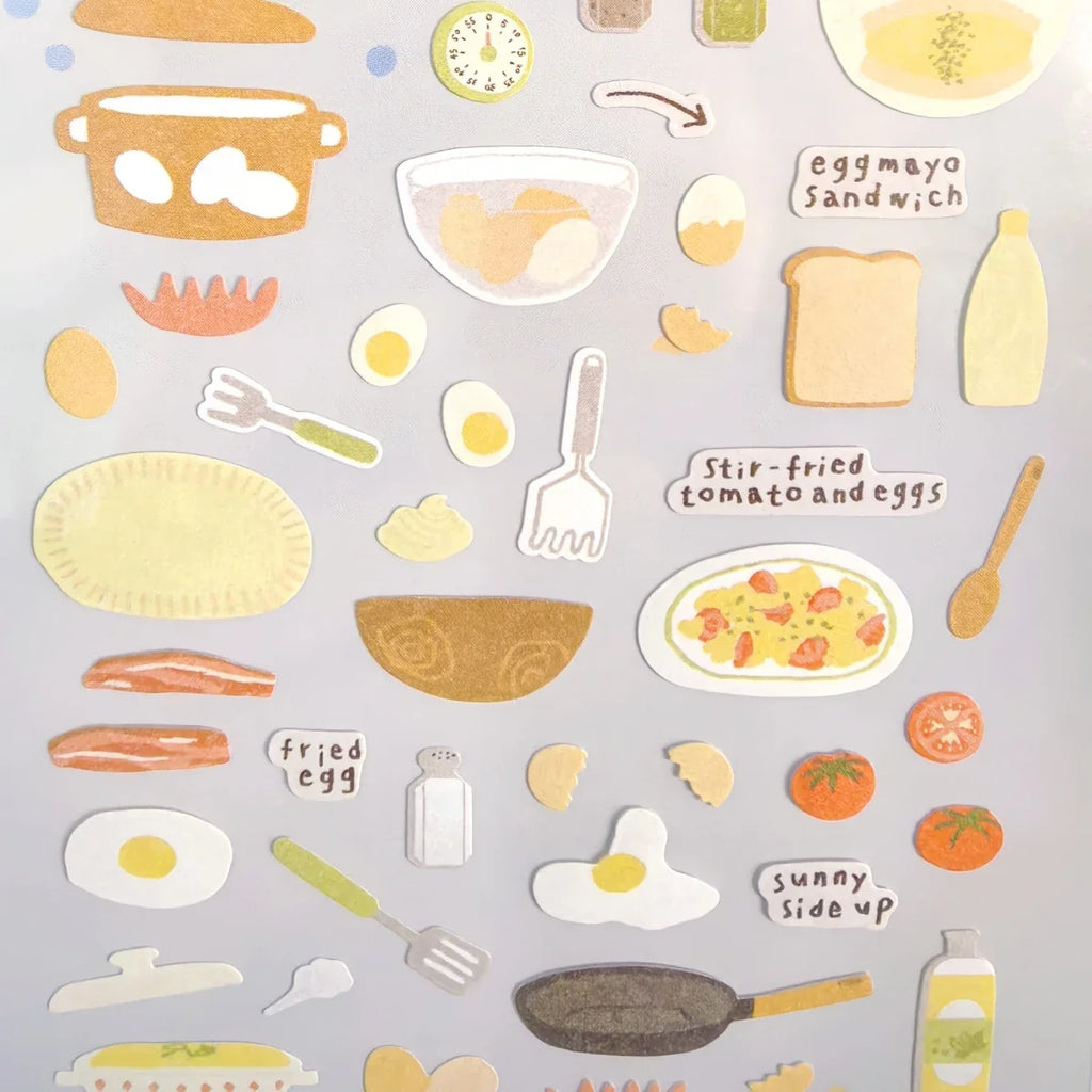 Eggtime Breakfast Sticker Set | Korean Aesthetic Paper Stickers for Scrapbooking and DIY